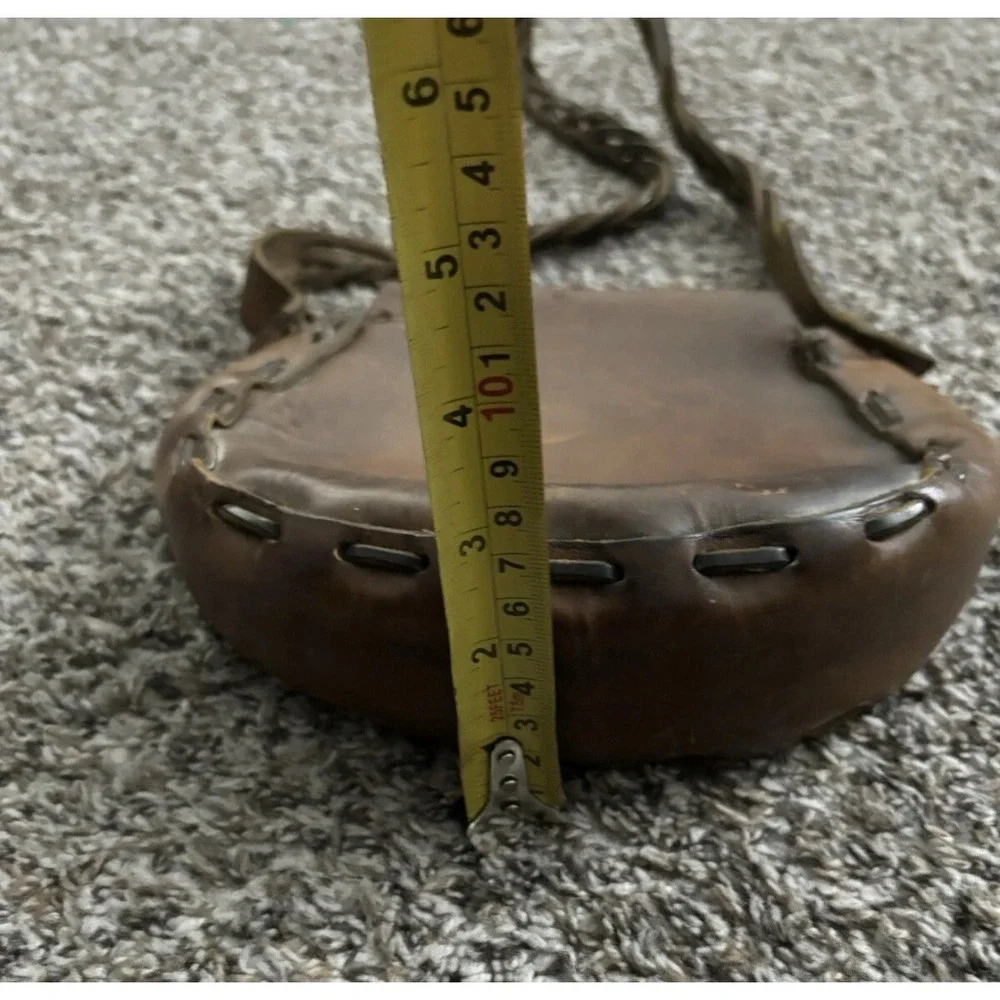 Vintage Hippie Hobo Brown Leather Handcrafted Bag Purse Flower Power Western 70s